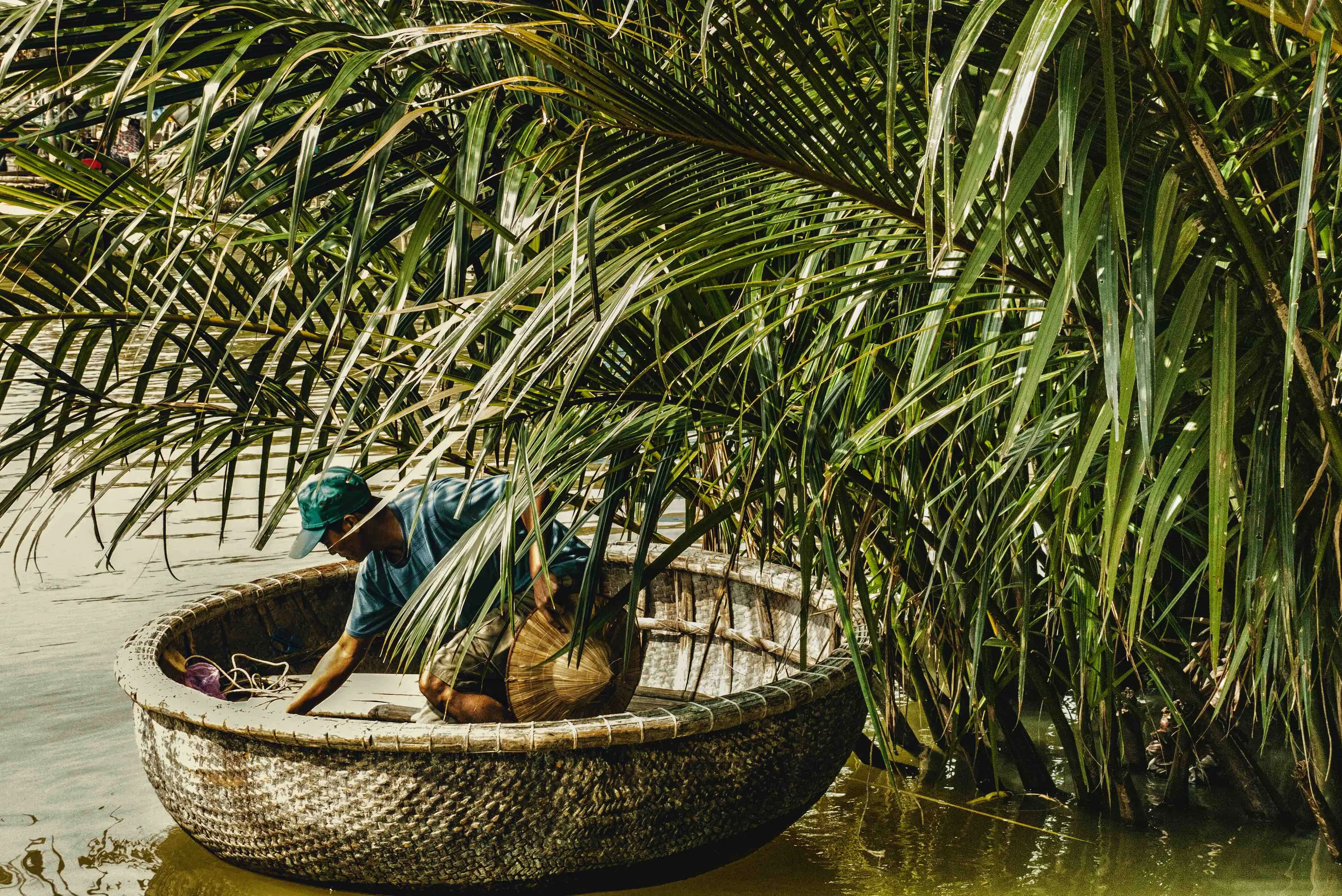 Basket boat - traditional transport of central coast of vietnam