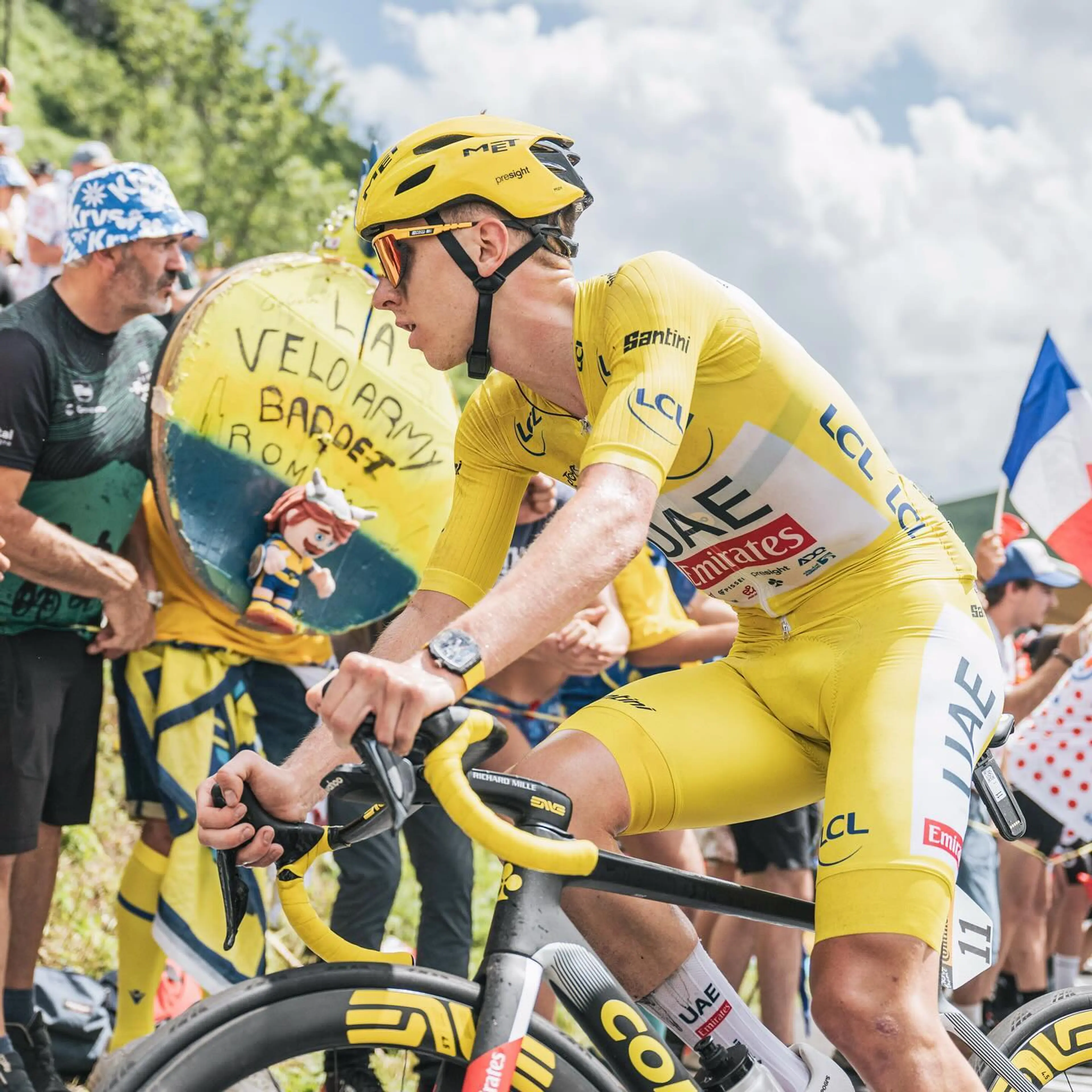 Santini, Maillot Jaune (Yellow Jersey), Wear by Tadej Pogacar